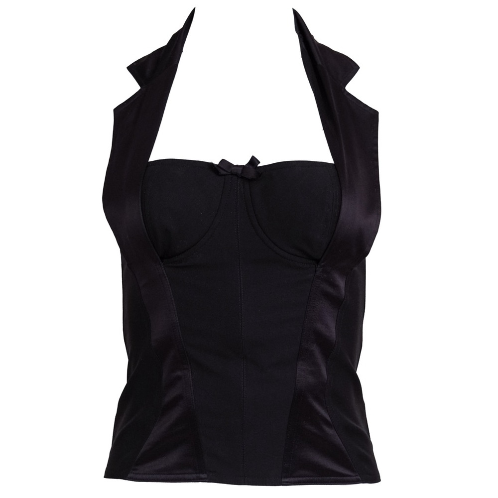Christian Dior Black 2005 Square Neckline Halter Top